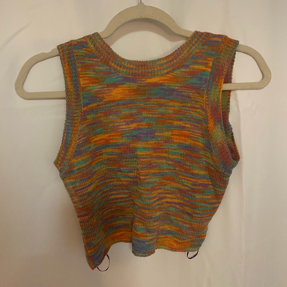 Ruby And Jenna Knit Sleeveless Multi Color Crop T… - image 2